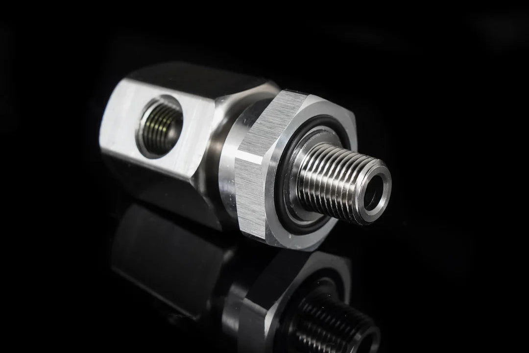 K-Tuned Oil Pressure Sensor Adapter 1/8 BSPT thread with 1/8 NPT ports