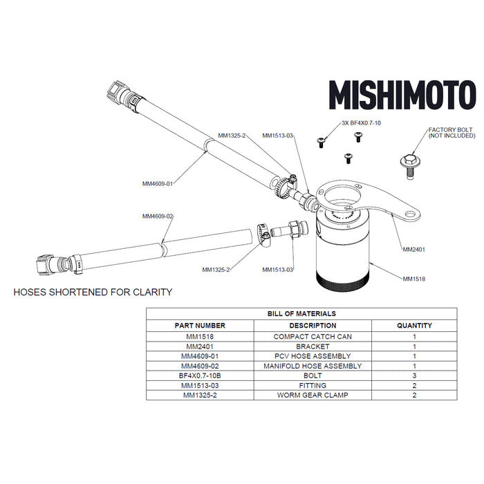 Mishimoto Baffled Oil Catch Can Kit for Chevrolet/GMC 1500 5.3L/6.2L 2014-2018