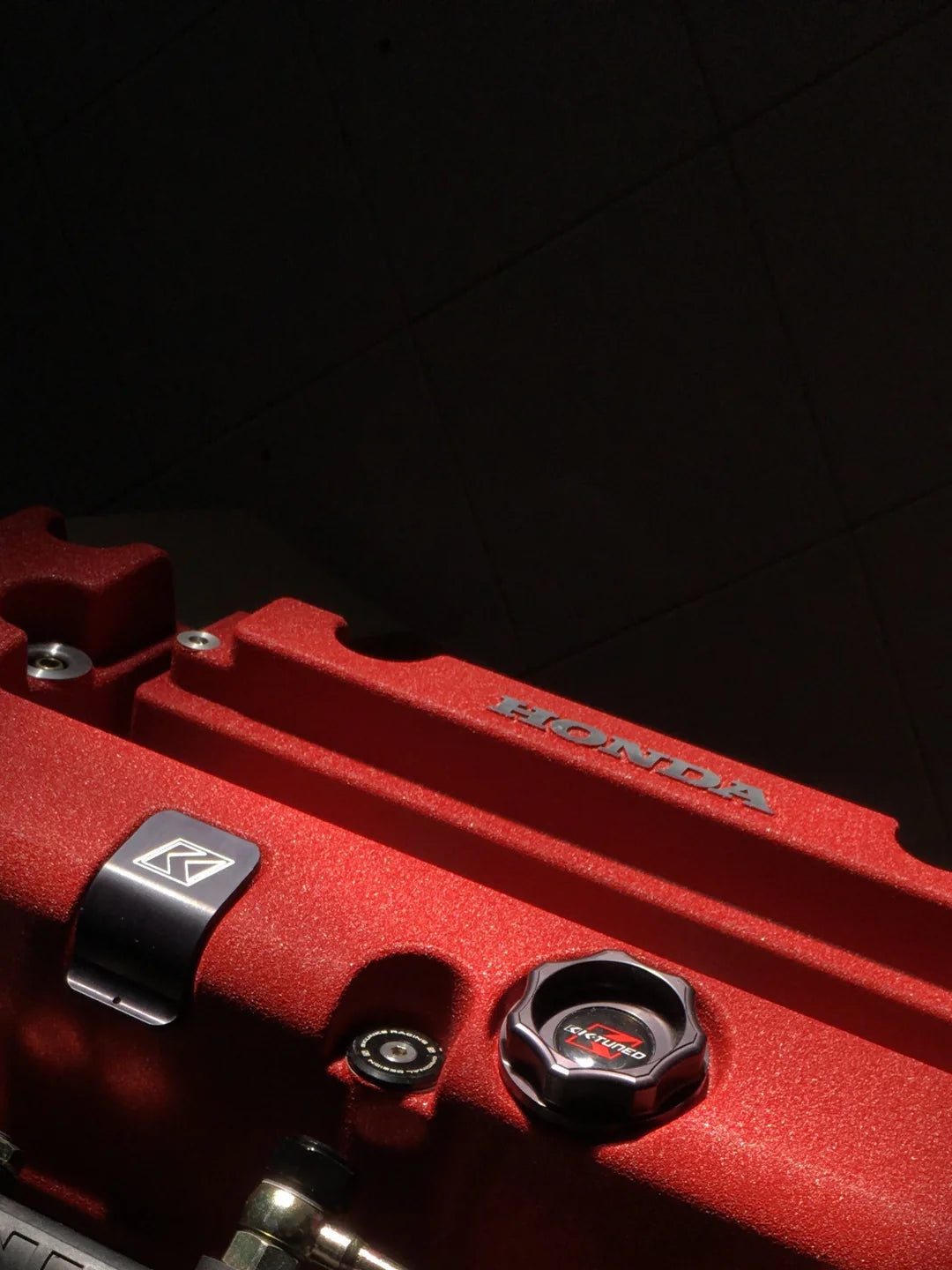 K-Tuned Billet Black Dip Stick installed on Valve Cover K24