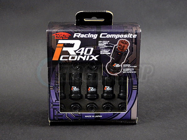 Project Kics R40 Iconix Lug Nuts Black (20 pcs) M12 x 1.25mm w/caps for Subaru / Nissan