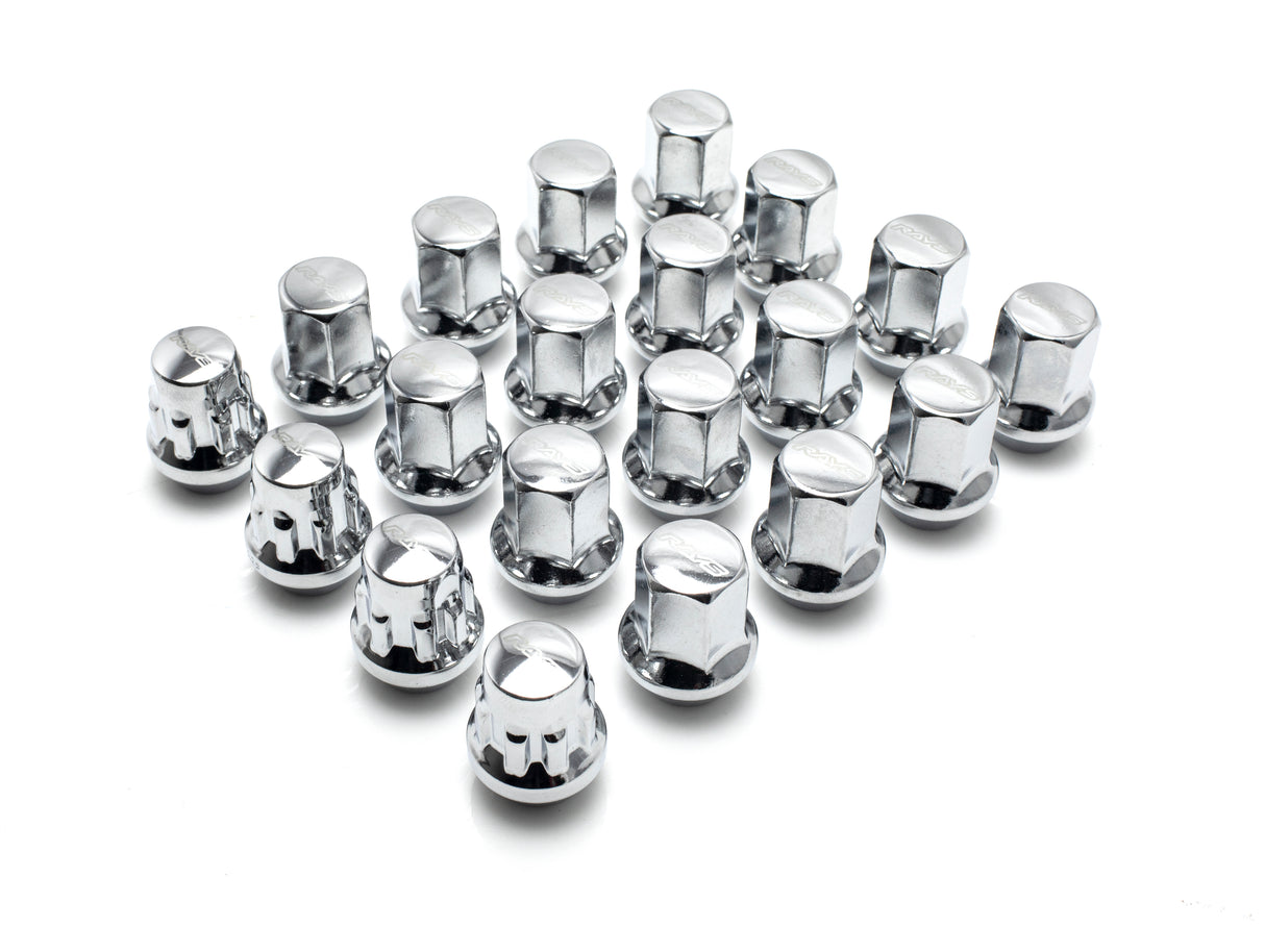 Rays M12x1.25 5 holes 16pcs nut, 4pcs Lock nut, 1 adapter & 1 lock nut key - Chrome