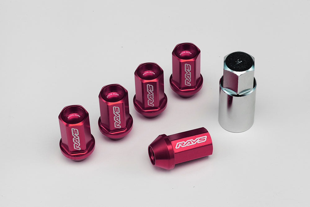 Rays Dura-Nut L42 Straight Type 14x1.50 Lug Nut Set 16 Lug 4 Lock Set - Red