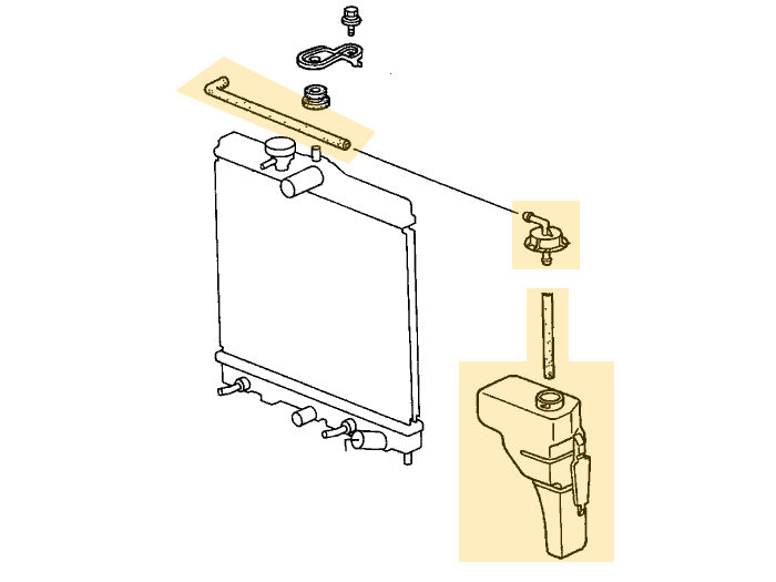 96-00 Honda Civic EK OEM replacement coolant overflow tank kit Diagram