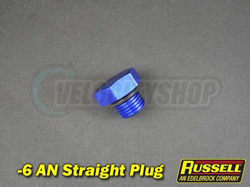 Russell -6 AN Straight Thread Plug Blue 660270