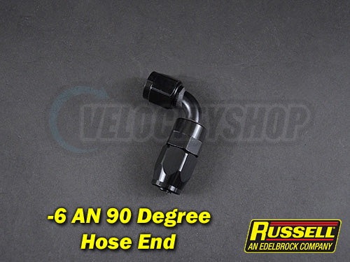 Russell -6 AN 90 Degree Hose End Fitting Black