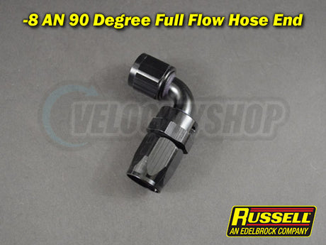 Russell 90 degree -8 AN Hose End Swivel Fitting Black