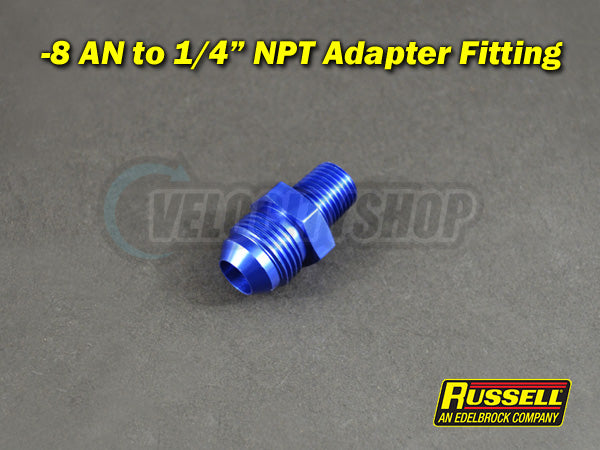 Russell -8 AN to 1/4 NPT Adapter Fitting Blue
