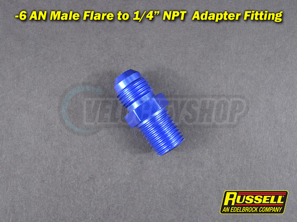 Russell -6 AN to 1/4 NPT Adapter Fitting (Blue)