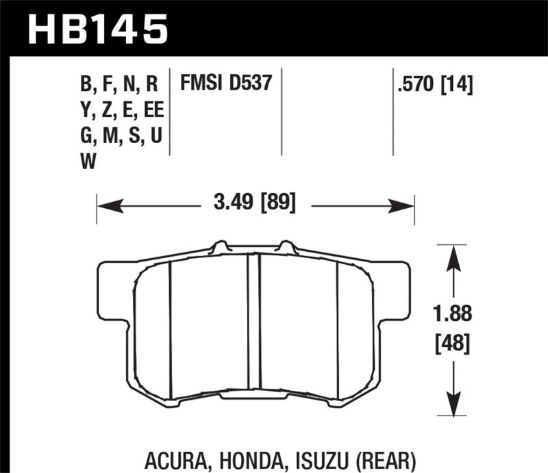 Hawk HPS Performance Street Rear Brake Pads | HB145F.570