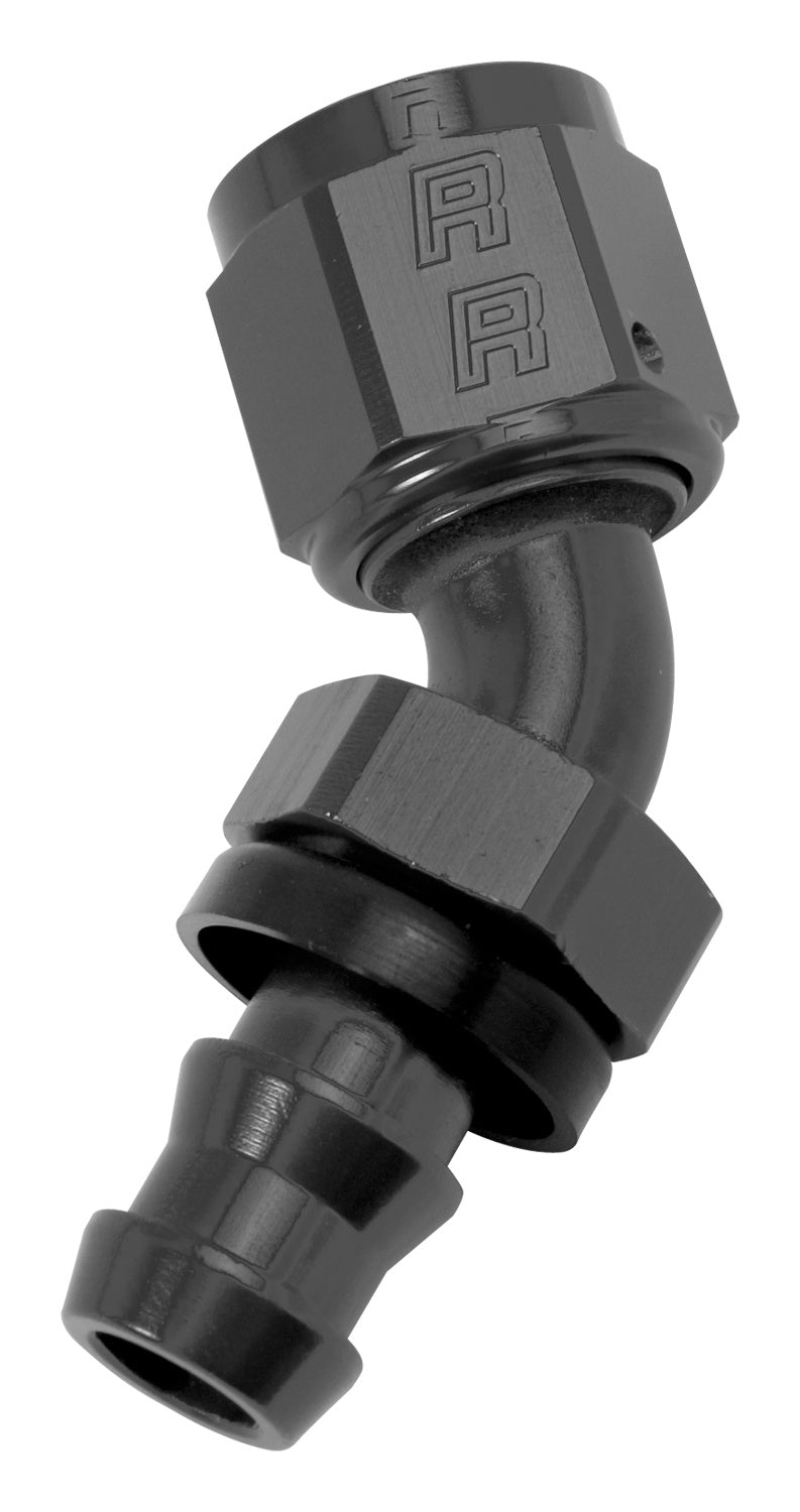 624083 | HOSE END TWIST LOK 45 DEG -6 BLK ANODIZED