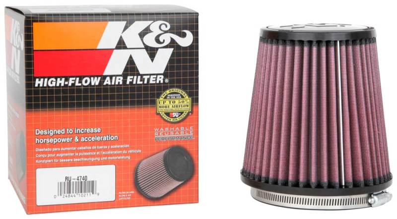 K&N Filter Universal Rubber Filter Round Tapered 4.5in Flange 5.875in Base 4.5 inch Top 6in Height