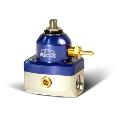 Blox FUEL PRESSURE REGULATOR ADJUSTABLE 3-PORT FPR Competition 3-Port FPR / Universal Design Blue/Silver