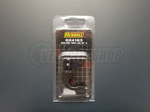 Russell 6AN 90 Degree Hose End Twist Lok Fitting Black