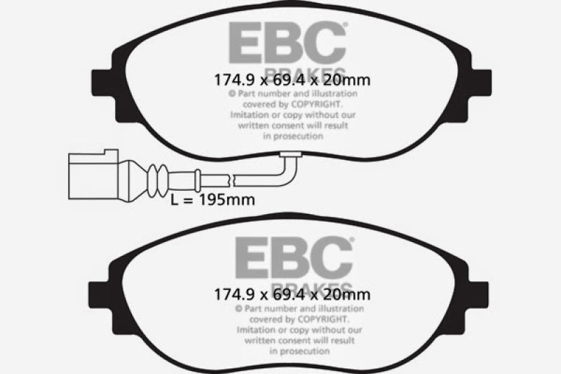 EBC 14-20 Audi S3 2.0 Turbo Redstuff Front Brake Pads
