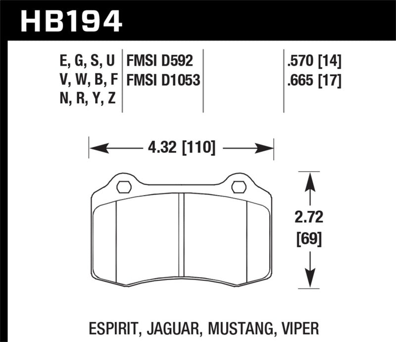 Hawk Performance Ceramic Street Rear Brake Pads | HB194Z.570