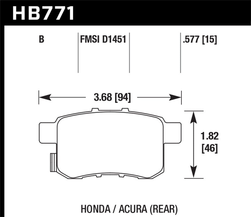 Hawk 08-16 Honda Accord High Performance Street 5.0 Rear Brake Pads | HB771B.597