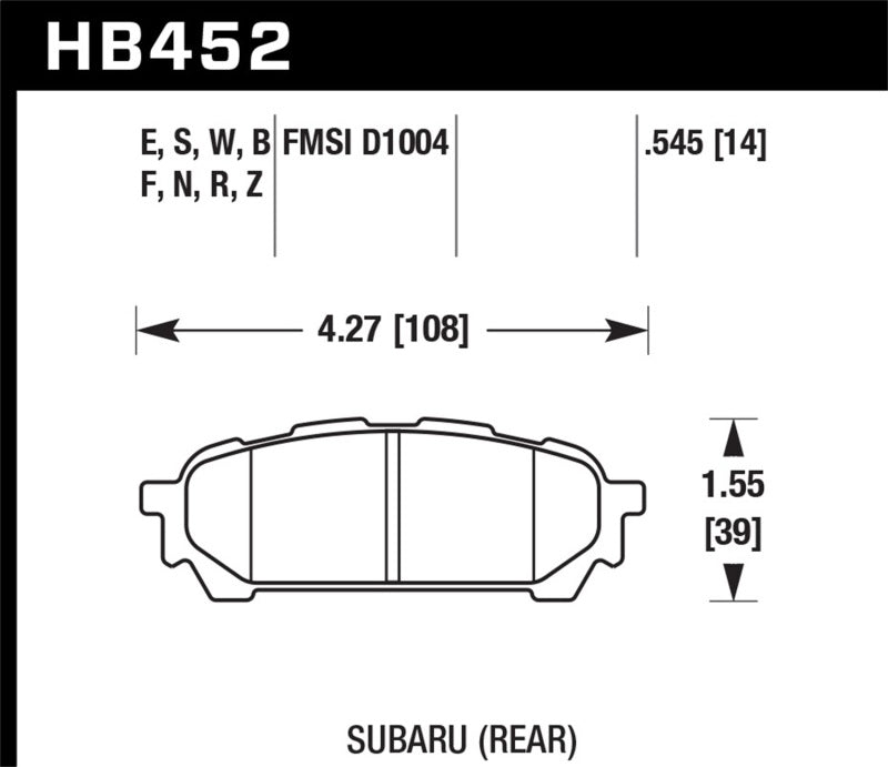Hawk HP+ Street Rear Brake Pads | HB452N.545