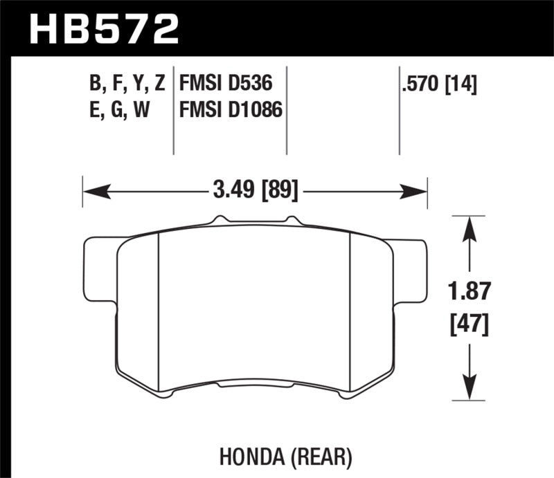 Hawk HPS 5.0 Rear Brake Pads | HB572B.570