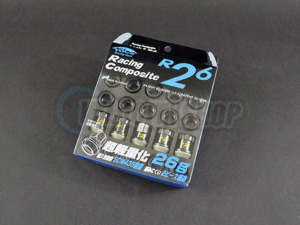 Project Kics R26 Racing Composite Lug Nuts Black Chrome 12 x 1.5mm (20 pcs)