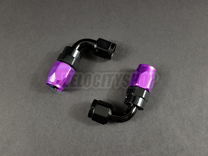 Russell -6 AN 90 Degree Hose End Fittings With Purple Socket 2 Pcs