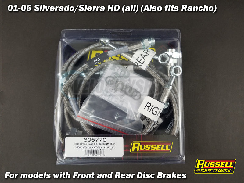 Russell Stainless Brake Lines for 01-06 Silverado/Sierra HD (all) (Also fits Rancho)