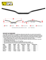 ProTaper ACF Race carbon fiber reinforced dirt bike handlebar dimensions diagram