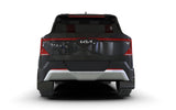 Rear view of 2027 Kia EV5 with Rally Armor Metallic Black logo mud flaps