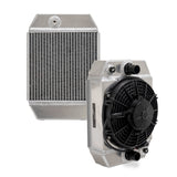 Mishimoto 2‑row 2.7 inch core universal race radiator with 9 inch fan