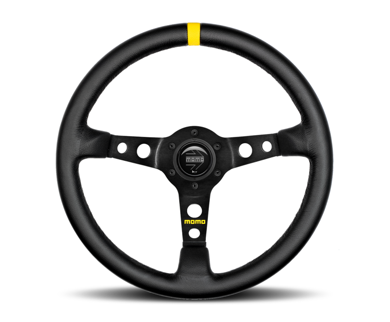 Momo MOD07 Steering Wheel 350mm Black Leather/Black Spokes/1 Stripe