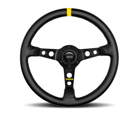 Momo MOD07 Steering Wheel 350mm Black Leather/Black Spokes/1 Stripe