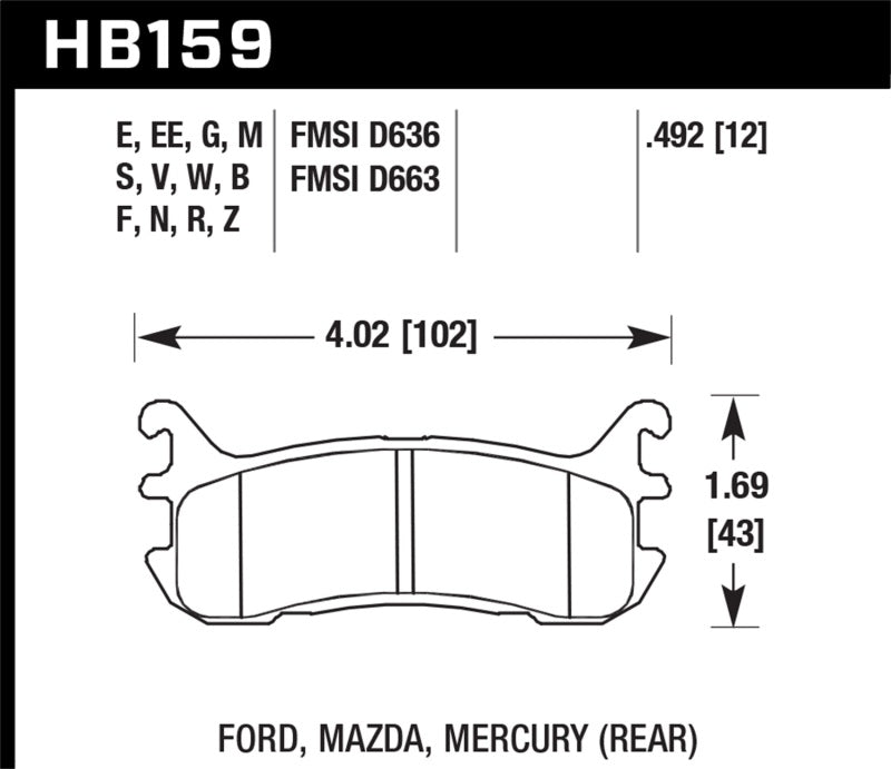 Hawk 2002-2004 Chevrolet Venture (FWD) HPS 5.0 Rear Brake Pads