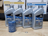 Genuine Honda 0W-20 oil with OEM oil filter and drain plug washer