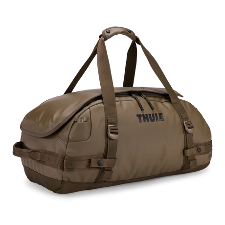 Thule Chasm 40L weather-resistant duffel backpack in Deep Khaki