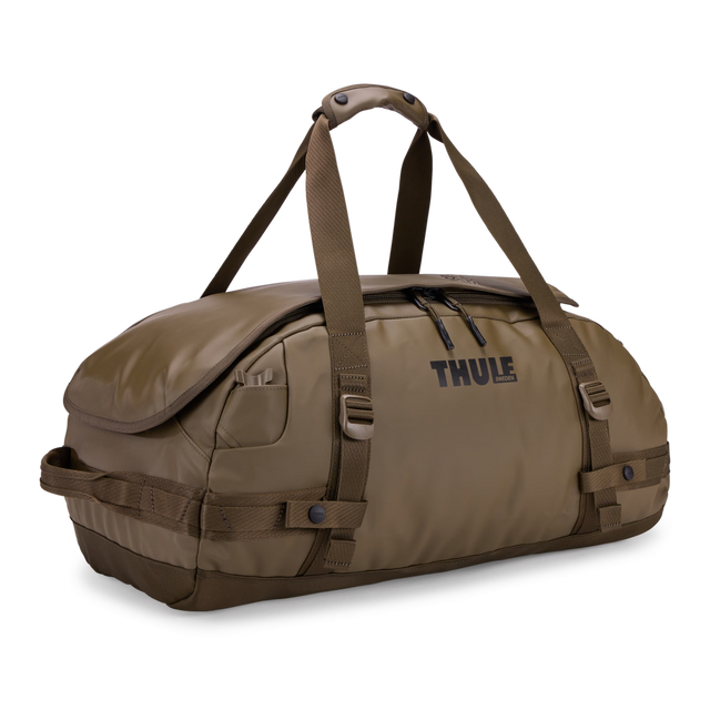 Thule Chasm 40L weather-resistant duffel backpack in Deep Khaki
