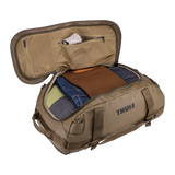 Thule Chasm Deep Khaki duffel backpack with wide-mouth opening