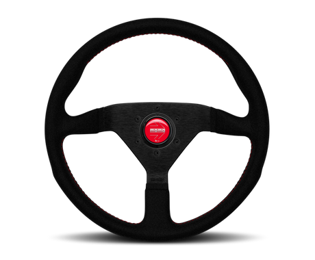 Momo Montecarlo Alcantara Steering Wheel 350mm Black/Red Stitch/Black Spokes