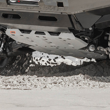 ARB front skid plate protecting Tacoma radiator and differential
