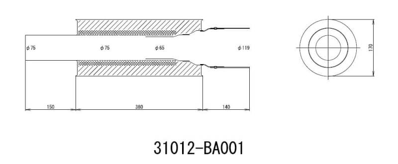 HKS Universal Carbon-Ti Cat-back Exhaust - 170mm Shell/75mm Diameter | 31012-BA001