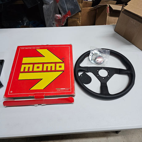 MOMO Montecarlo 350 mm steering wheel black leather red stitch