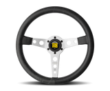 Momo Prototipo Steering Wheel 350mm Black Leather/White Stitch/Brshd Spokes