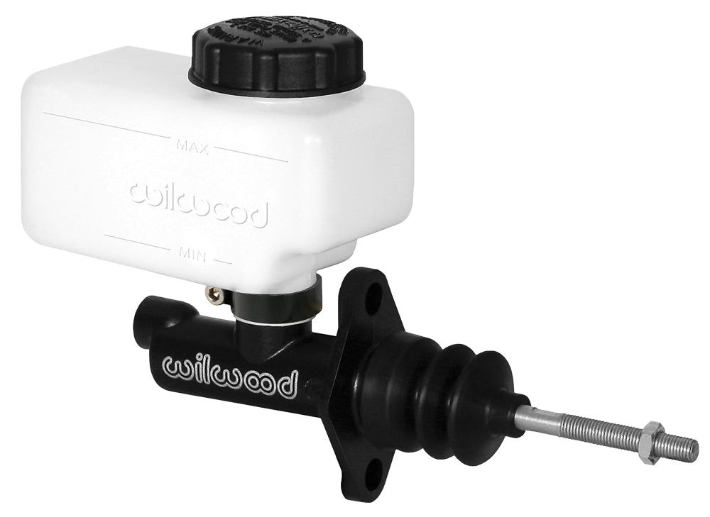Wilwood short-body remote master cylinder with banjo port – aluminum black finish