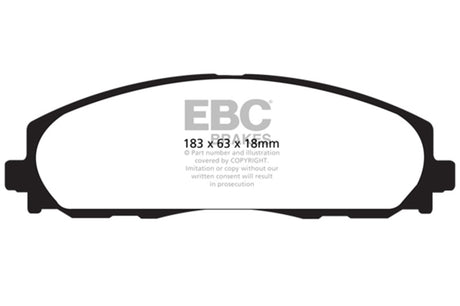 EBC Yellowstuff aramid fiber front brake pads for Chrysler Town and Country