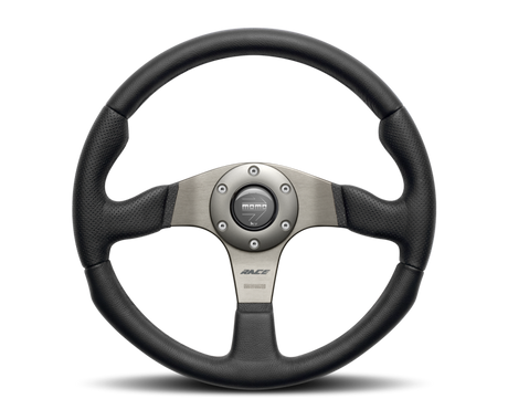 Momo Race Steering Wheel 350mm Black Leather/Anth Spokes