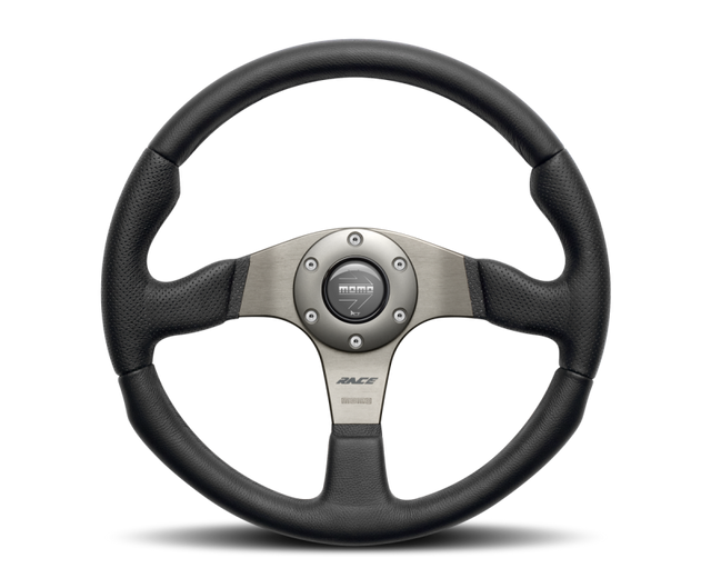 Momo Race Steering Wheel 350mm Black Leather/Anth Spokes
