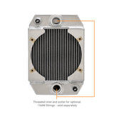 Mishimoto aluminum drag radiator showing threads compatible to -16 ORB