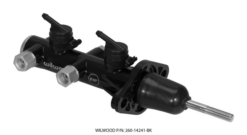 Wilwood 260-14241-BK remote tandem master cylinder with pushrod 7/8-inch bore and black E-coat finish