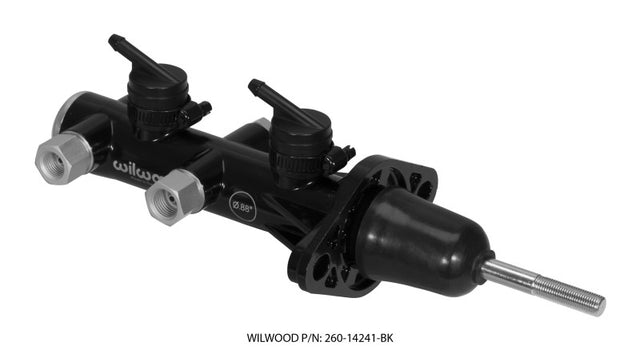 Wilwood 260-14241-BK remote tandem master cylinder with pushrod 7/8-inch bore and black E-coat finish