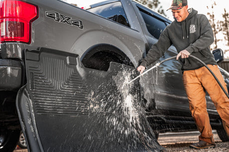 Husky WeatherBeater front floor liner installed in Toyota Tacoma Hybrid