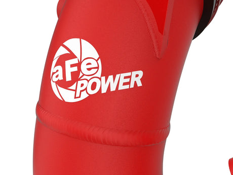 Red aFe BladeRunner 2.5-inch aluminum hot-side charge pipe for 2023–2026 Toyota Sequoia hybrid - Logo on Piping