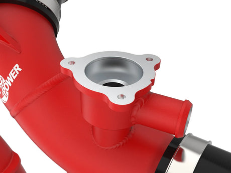Red aFe BladeRunner 2.5-inch aluminum hot-side charge pipe for 2023–2026 Toyota Sequoia hybrid - BOV Flange